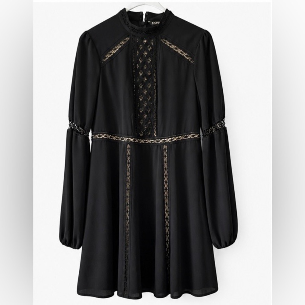 Express Black Lace-Detail Dress